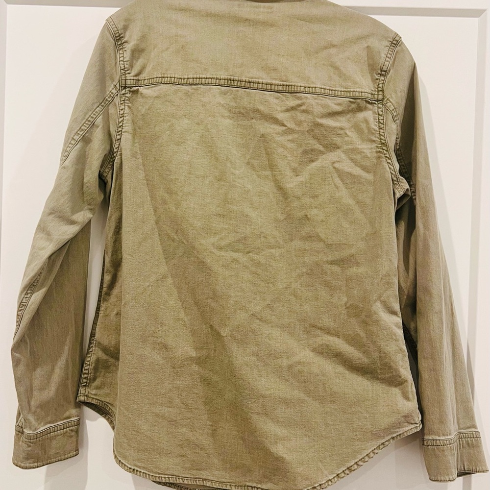 Tahari Western-Inspired Washed Button-Down Shirt – Sage Stone M - Picture 2 of 7